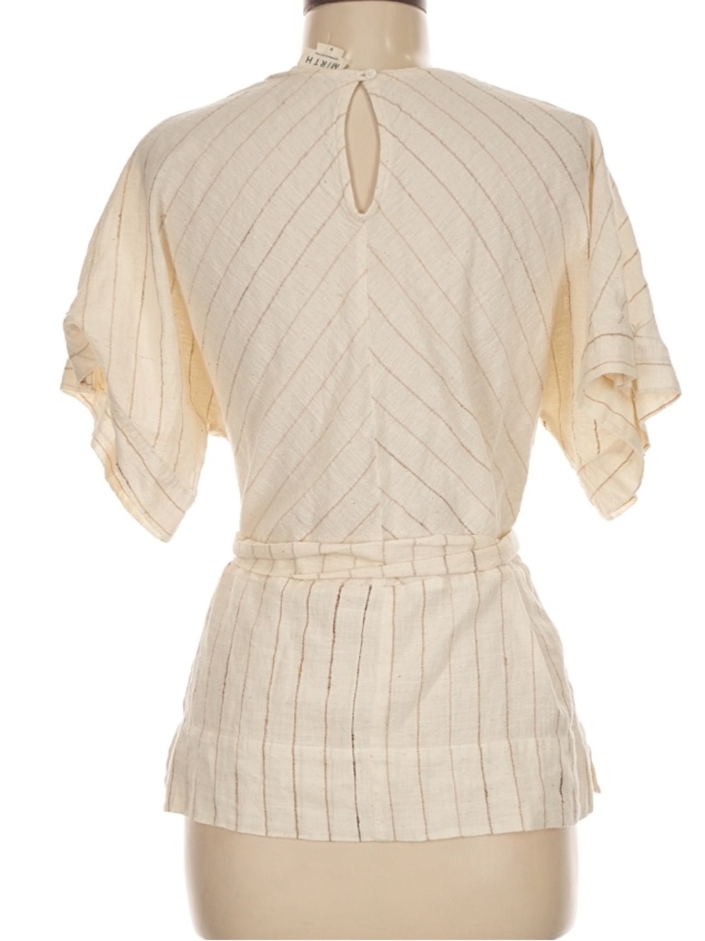 MIRTH Hand Made Cream Chevron Cotton Gauze Short Sleeve Top Size Medium - Picture 4 of 5